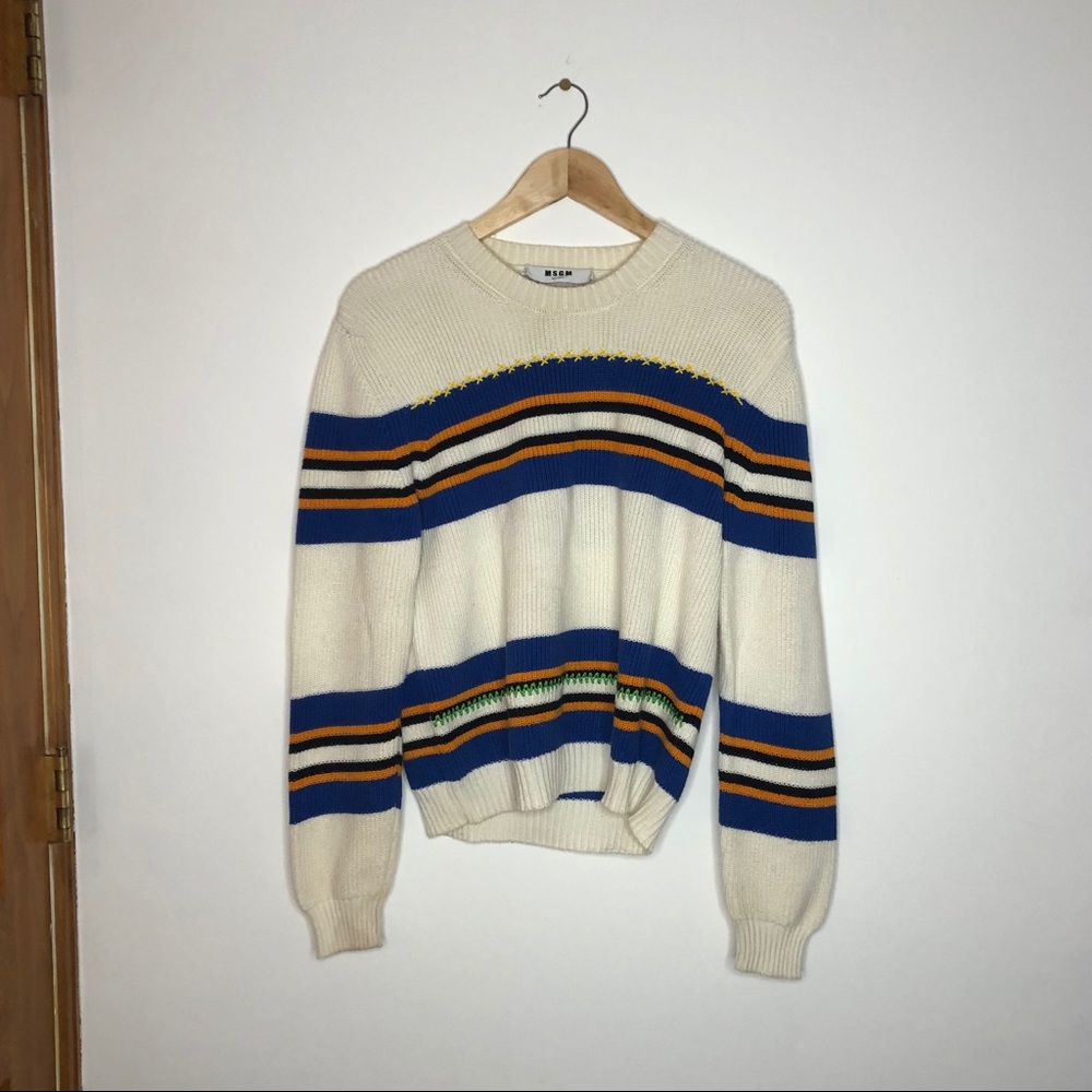 MSGM White Striped Sweater